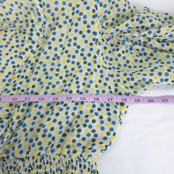 Gracia Silk Cotton Blend Gathered Waist Polkadot Light weight Blouse Small - Picture 9 of 11